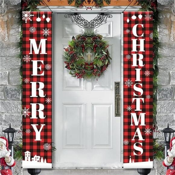 Merry Christmas Outdoor Banners Hanging Decorations 13" x 71" - Picture 5 of 6